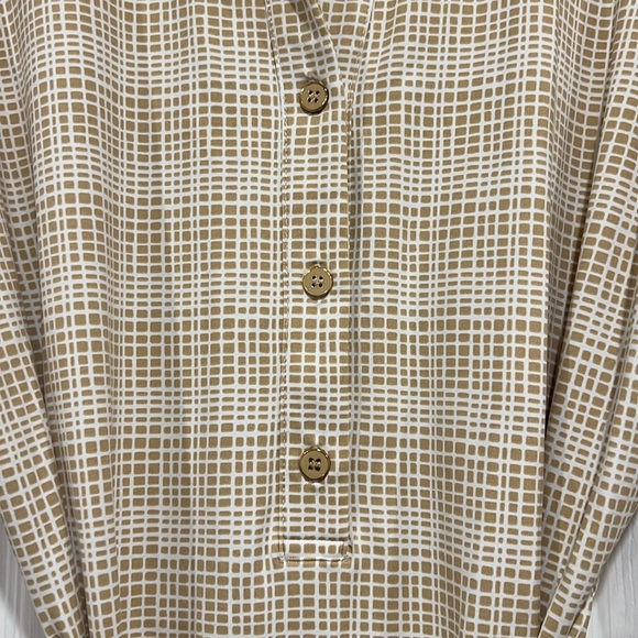 J. McLaughlin Calla Dress in Mini Mod Matrix Tan White Size Medium - Picture 3 of 8